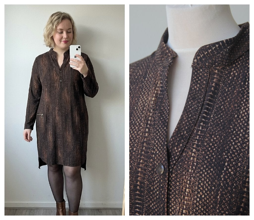 Jane Lushka - NIEUW / mooie jurk bruin travelstof - maat XL, Kleding | Dames, Bruin, Verzenden, Maat 46/48 (XL) of groter, Nieuw