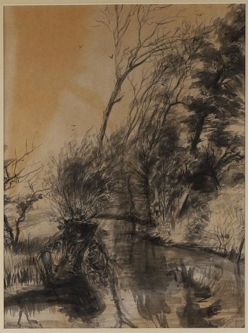 Johannes (Johan) Dijkstra(1896)Gewassen Sepia"Knot a/h W"Ges