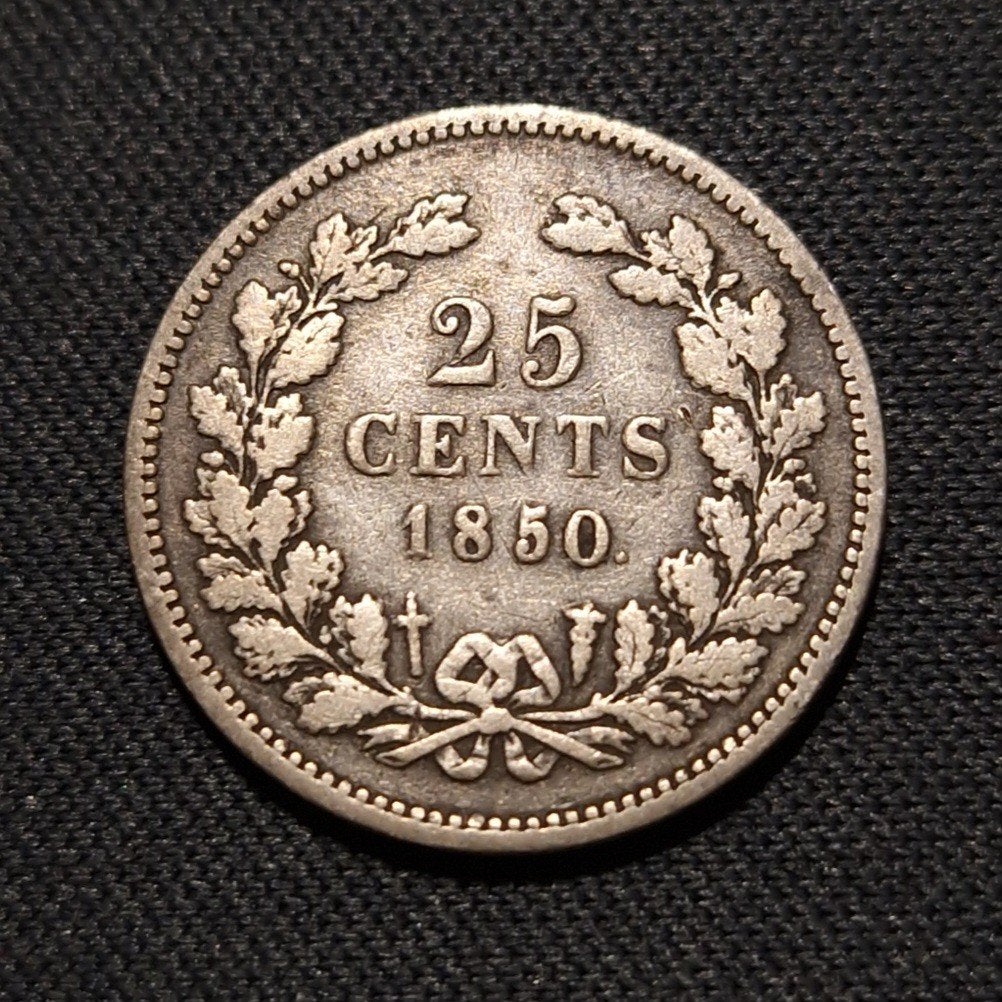 25 cent 1850, Koning Willem III, Verzenden, Zilver, 25 cent