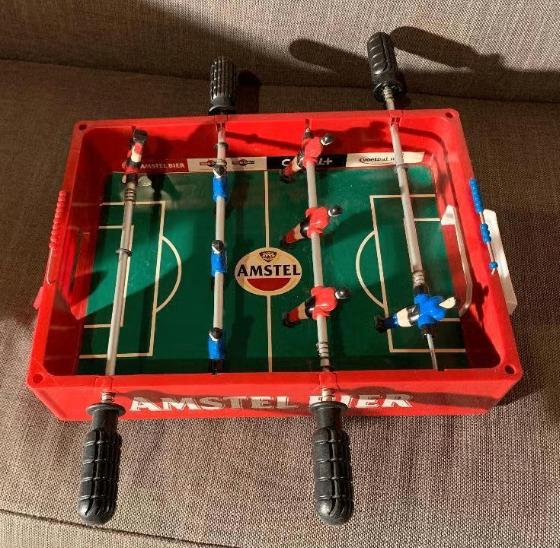 Tafelvoetbal set voor kratje Amstel bier; tafelvoetbalset, Ophalen of Verzenden, Gebruikt
