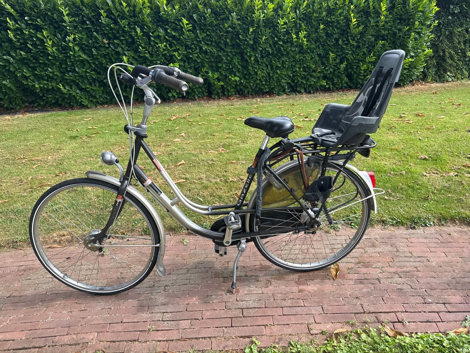 Gazelle Solide damesfiets met kinderzitje, Ophalen, Gazelle, Trommelrem, 53 tot 56 cm