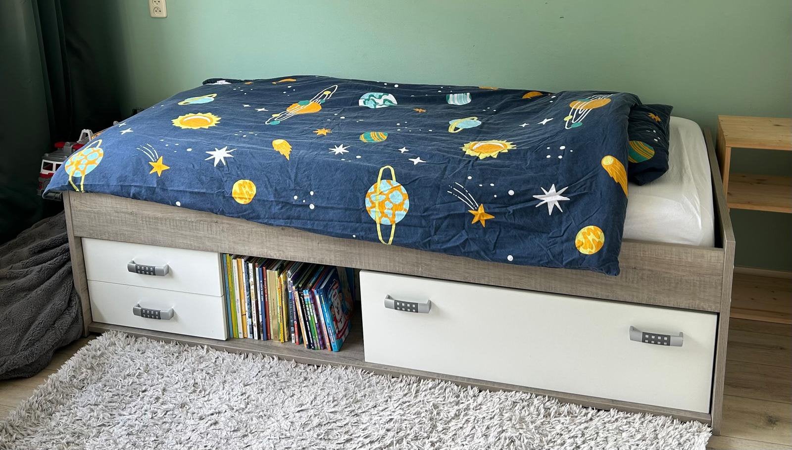 Mooi stevig eenpersoonsbed, Ophalen, 90 cm, Eenpersoons, Wit