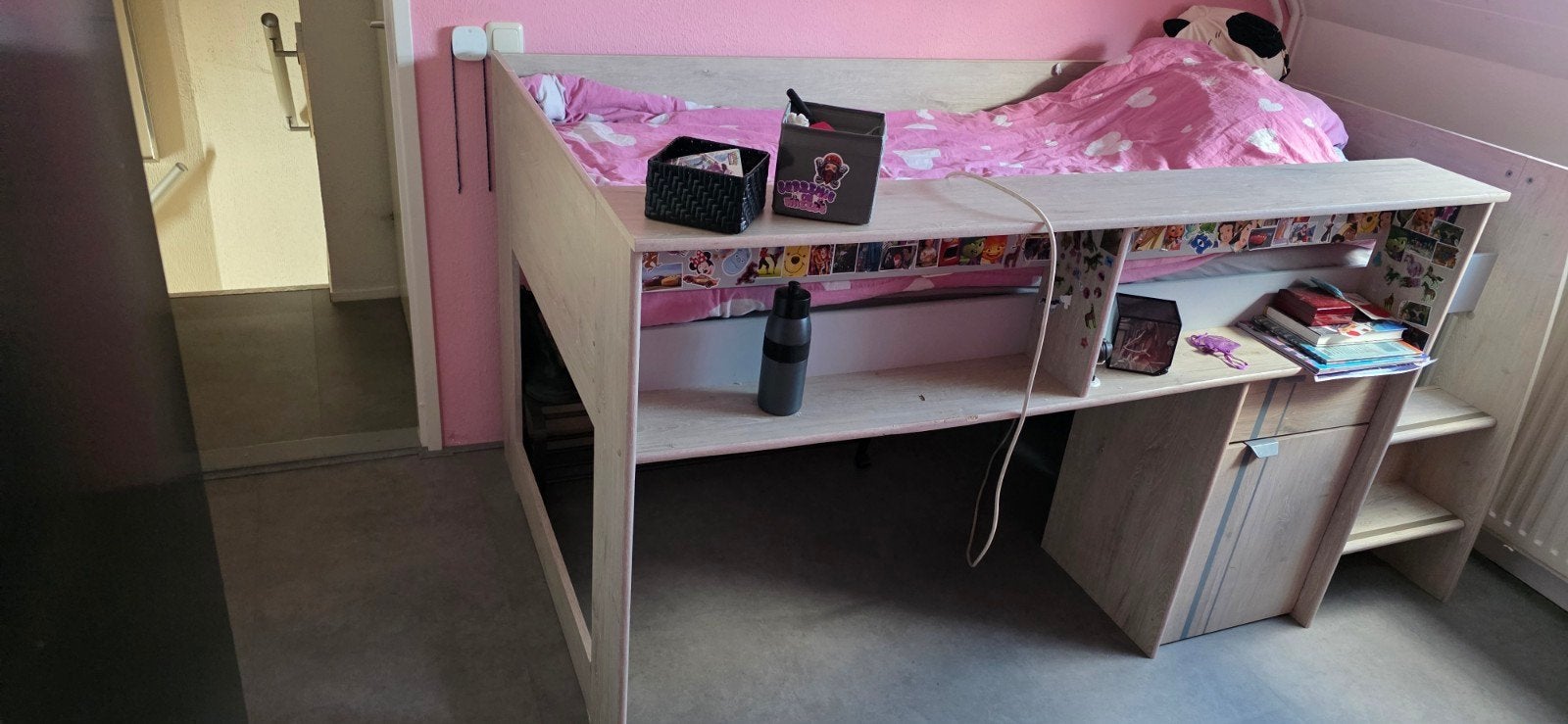 Gratis af te halen! Hoogslaper met bureau en opbergruimte, Ophalen, Eenpersoons, 90 cm, Hoogslaper