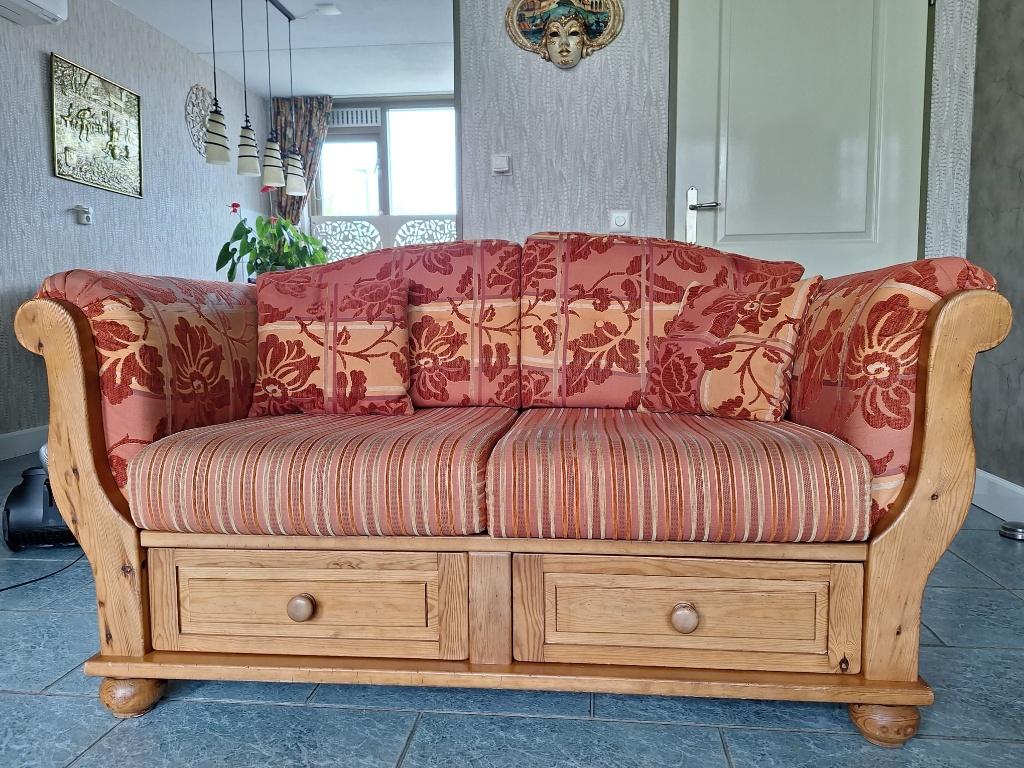 Bank en fauteuil, Huis en Inrichting, Banken | Bankstellen, Ophalen, Gebruikt, Tweepersoons, 75 tot 100 cm