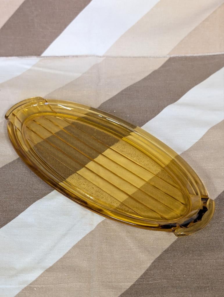 Ouderwetse amberkleurige schaal, Ophalen of Verzenden