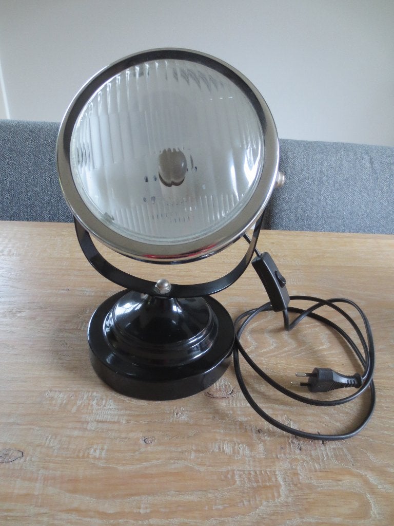 Schermerlamp : Zwarte schemerlamp in de vorm van Koplamp., 26 cm, Met schakelaar, E14 (klein), Ophalen of Verzenden