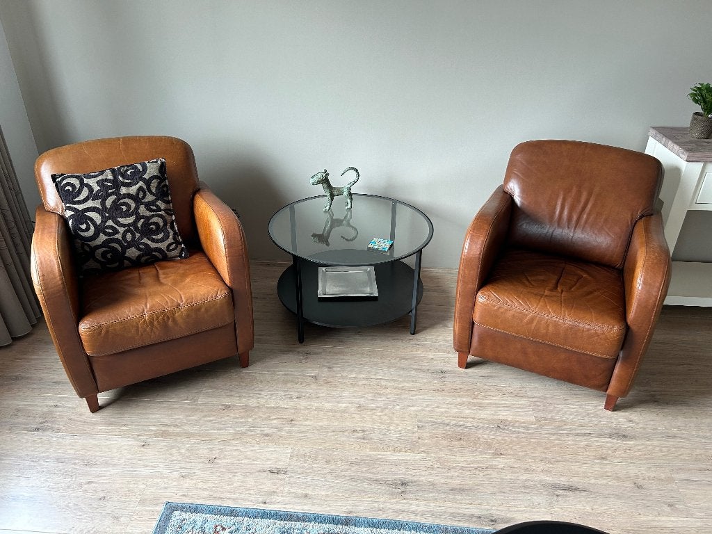 Leren fauteuil, Ophalen, Gebruikt, Kuipstoel, 50 tot 75 cm