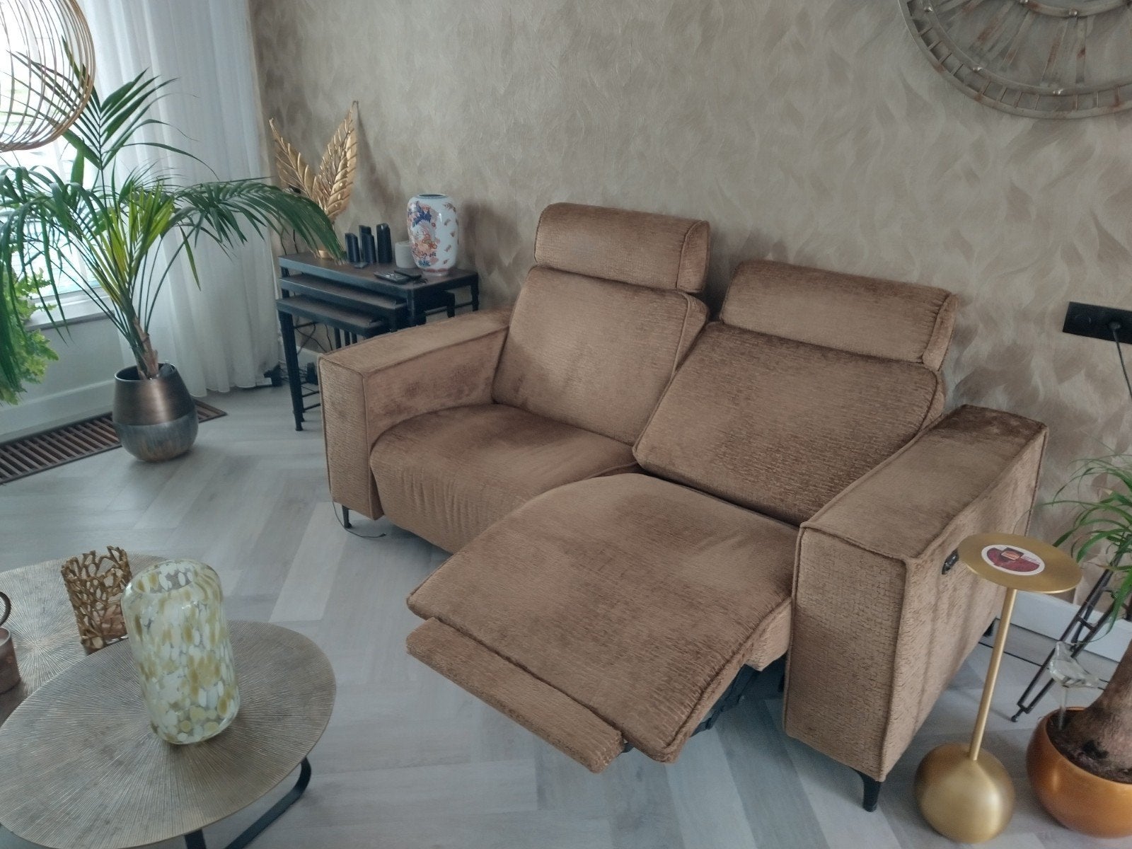 Bank 2 zits bxd 200x100 beide zijden electrisch met usb, Huis en Inrichting, Ophalen, Zo goed als nieuw, Stof