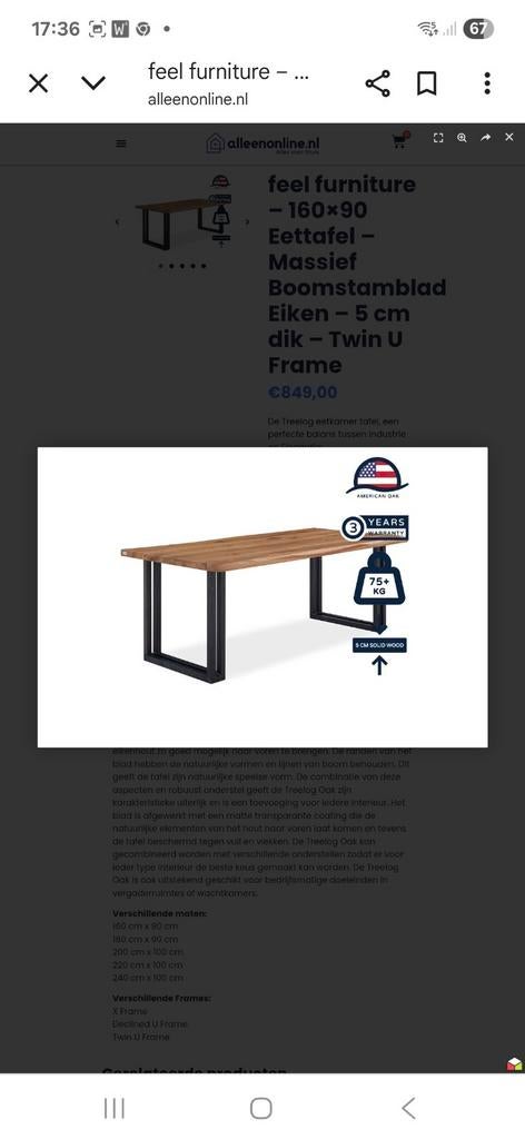 Eiken houten tafels, Ophalen