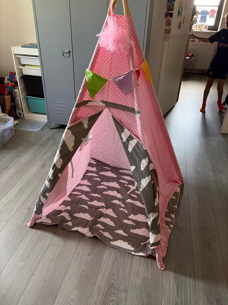 Roze tipi speeltent met wolkenpatroon, Ophalen of Verzenden, Gebruikt