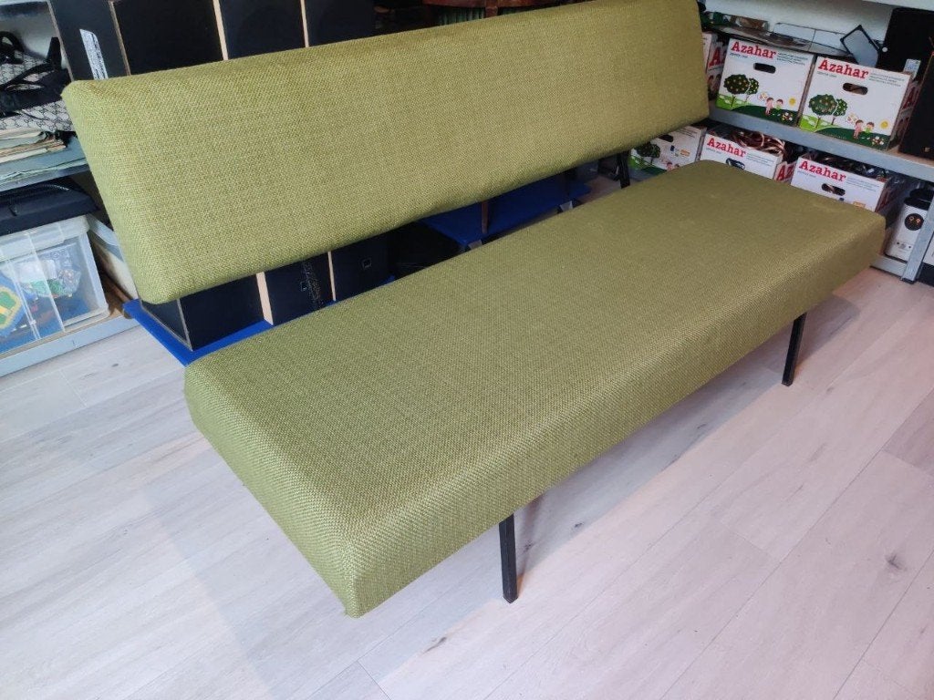 Martin Visser vintage bankje groen jaren 70, Huis en Inrichting, Banken | Bankstellen, Ophalen, Gebruikt, 150 tot 200 cm, Tweepersoons