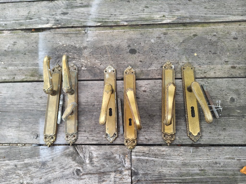 Bonzen Messing deurklinken 3 setjes, Ophalen of Verzenden, Gebruikt, Koper of Messing, Klink of Kruk