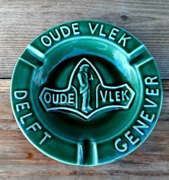 Vintage - Oude Vlek Genever - Asbak - (Delft / Jenever), Verzamelen, Ophalen of Verzenden, Asbak
