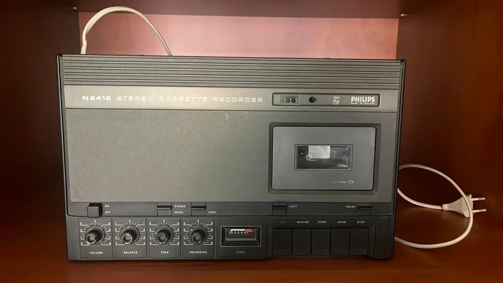 Philips N2412 stereo cassette recorder, Ophalen of Verzenden, Enkel, Philips