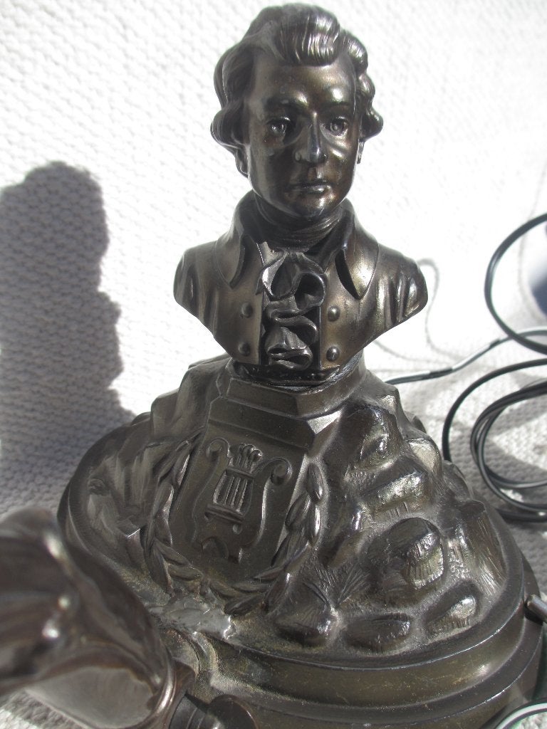 Antiek gietijzeren pianolamp Mozart jaren 20/30, Antiek en Kunst, Ophalen of Verzenden