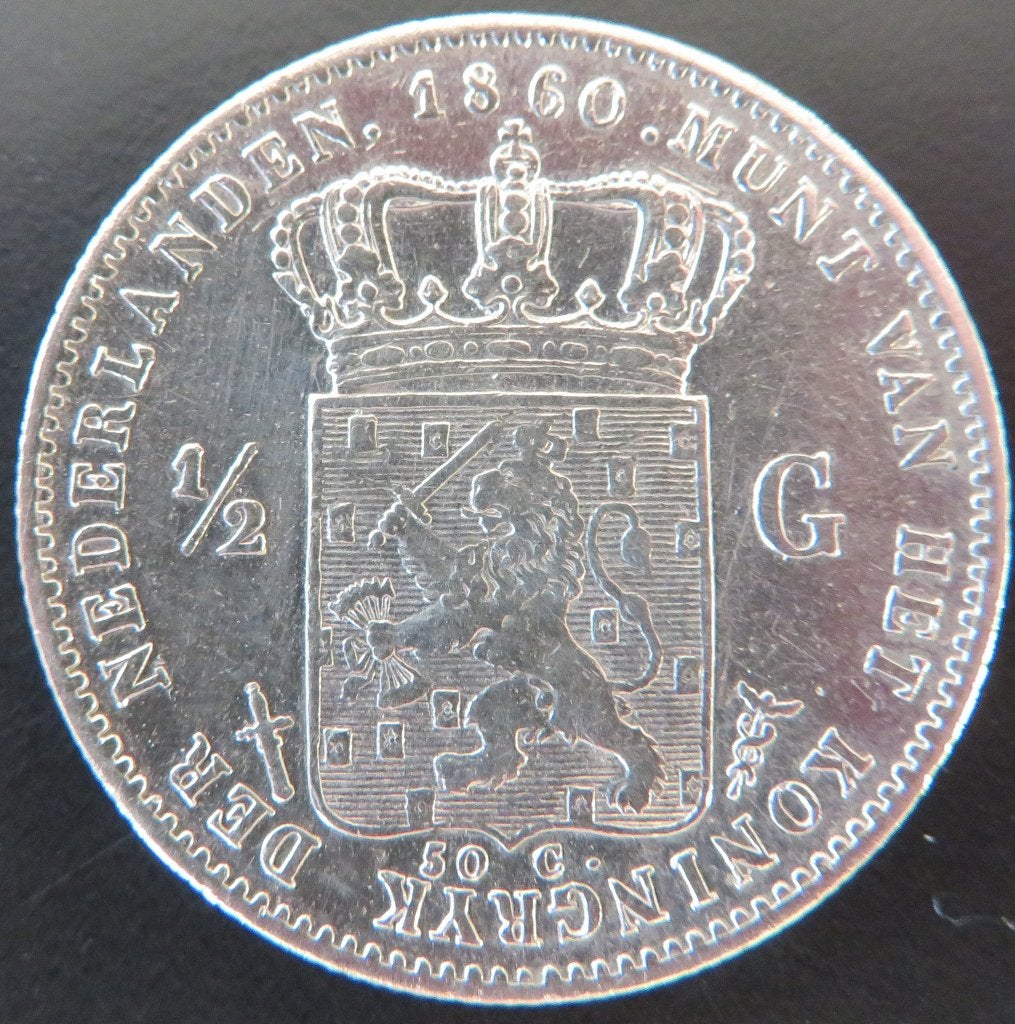 Halve Gulden 1860, ½ gulden, Koning Willem III, Verzenden, Zilver