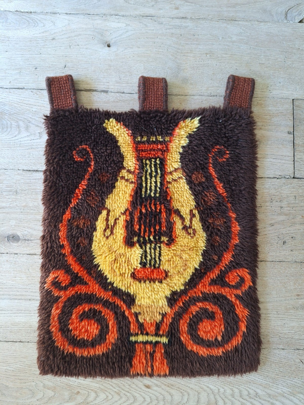 Geknoopt Smyrna Wol Wandkleed Jaren '70 - 55x44cm, Ophalen of Verzenden