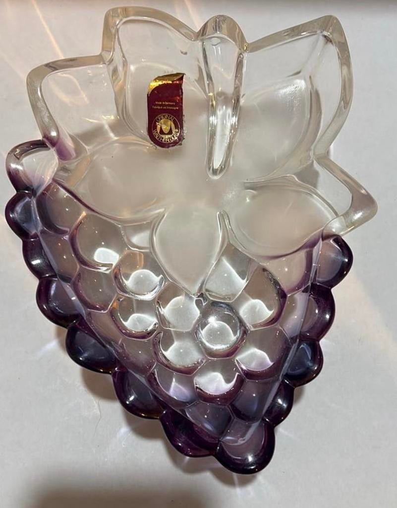 Vintage Walther Glas Grape Bowl - Paars Glazen Fruitschaal, Ophalen of Verzenden, Zo goed als nieuw