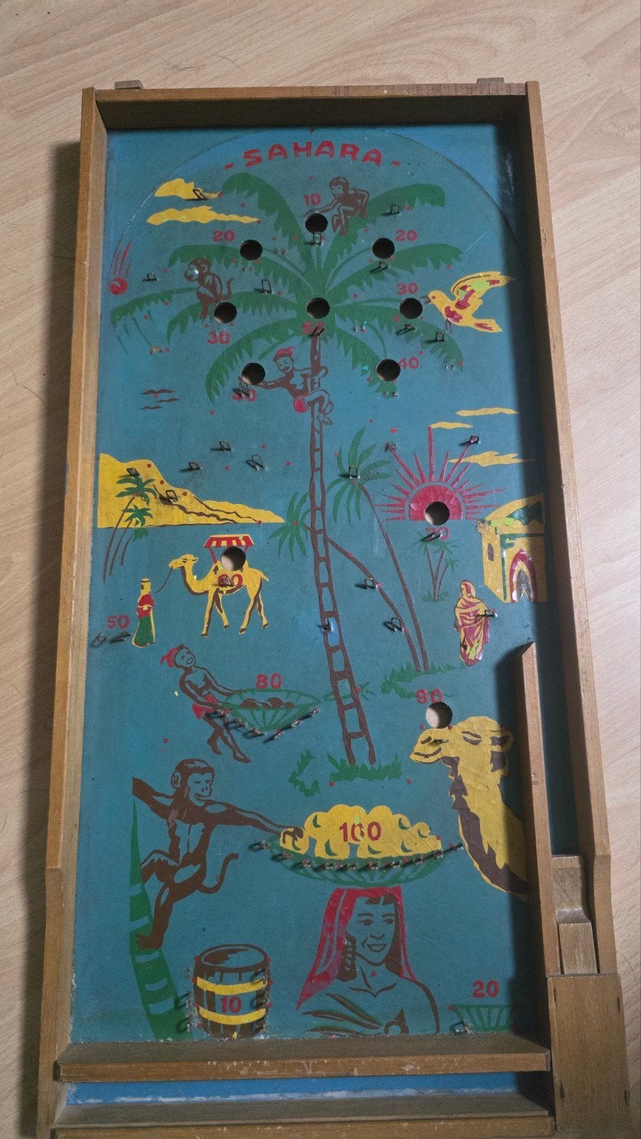 Vintage Sahara Flipperkast Spel - Houten Flipperkast, Ophalen of Verzenden