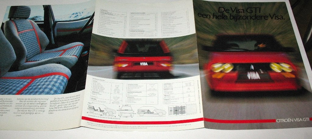 Autofolder Citroen Visa GTI 1985 drieluik Citroën, Boeken, Ophalen of Verzenden, Zo goed als nieuw, Citroën, Citroën