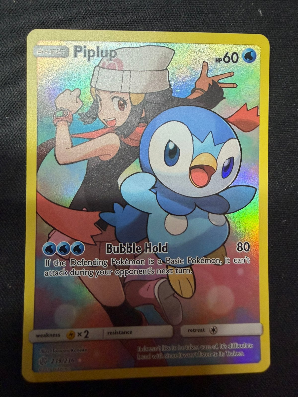 Piplup Pokémon Kaart (Foil) - Cosmic Eclipse 239/236, Ophalen of Verzenden, Zo goed als nieuw, Losse kaart, Foil