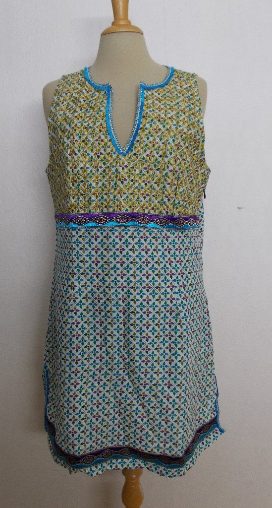 100% katoen tuniek/jurkje met borduursels! L, Verzenden, Zo goed als nieuw, Maat 42/44 (L), Meerkleurig