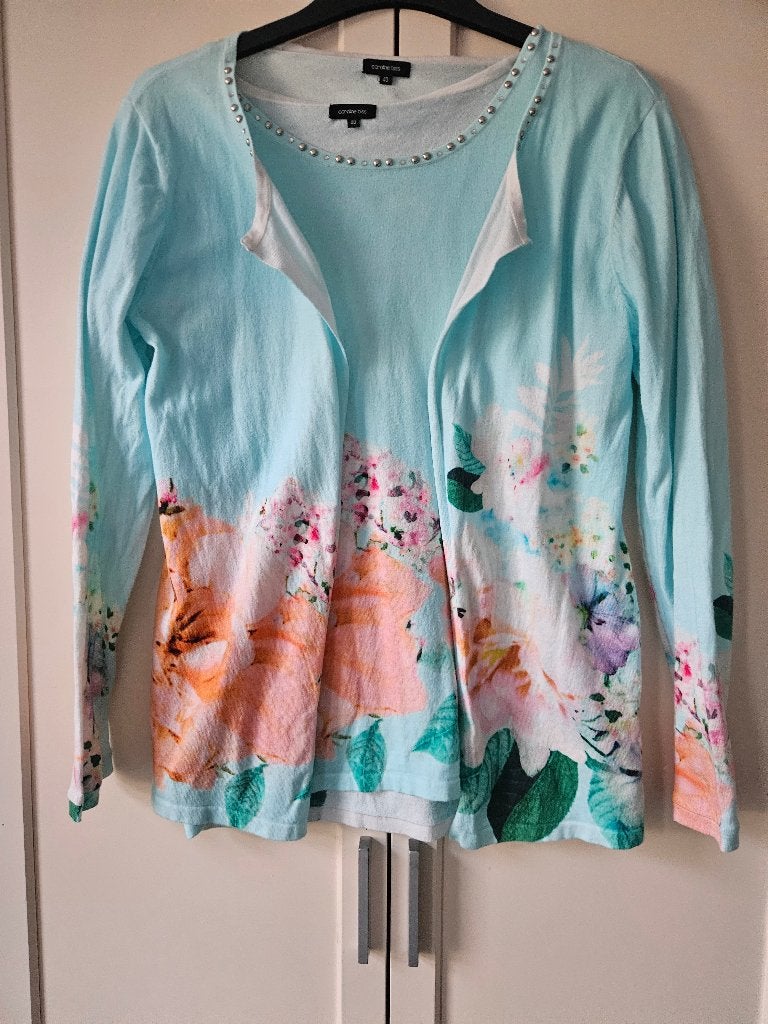 Caroline Biss twinset: vest & top maat 40 zgan, Maat 38/40 (M), Blauw, Ophalen of Verzenden, Zo goed als nieuw
