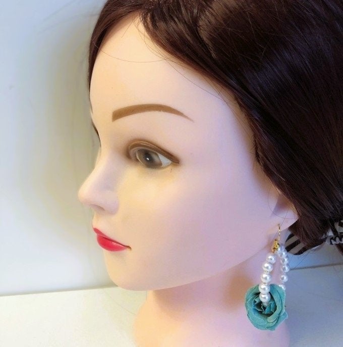 Oorbellen hanger roos - handmade - victorian vintage parels, Overige materialen, Hangers, Verzenden, Nieuw