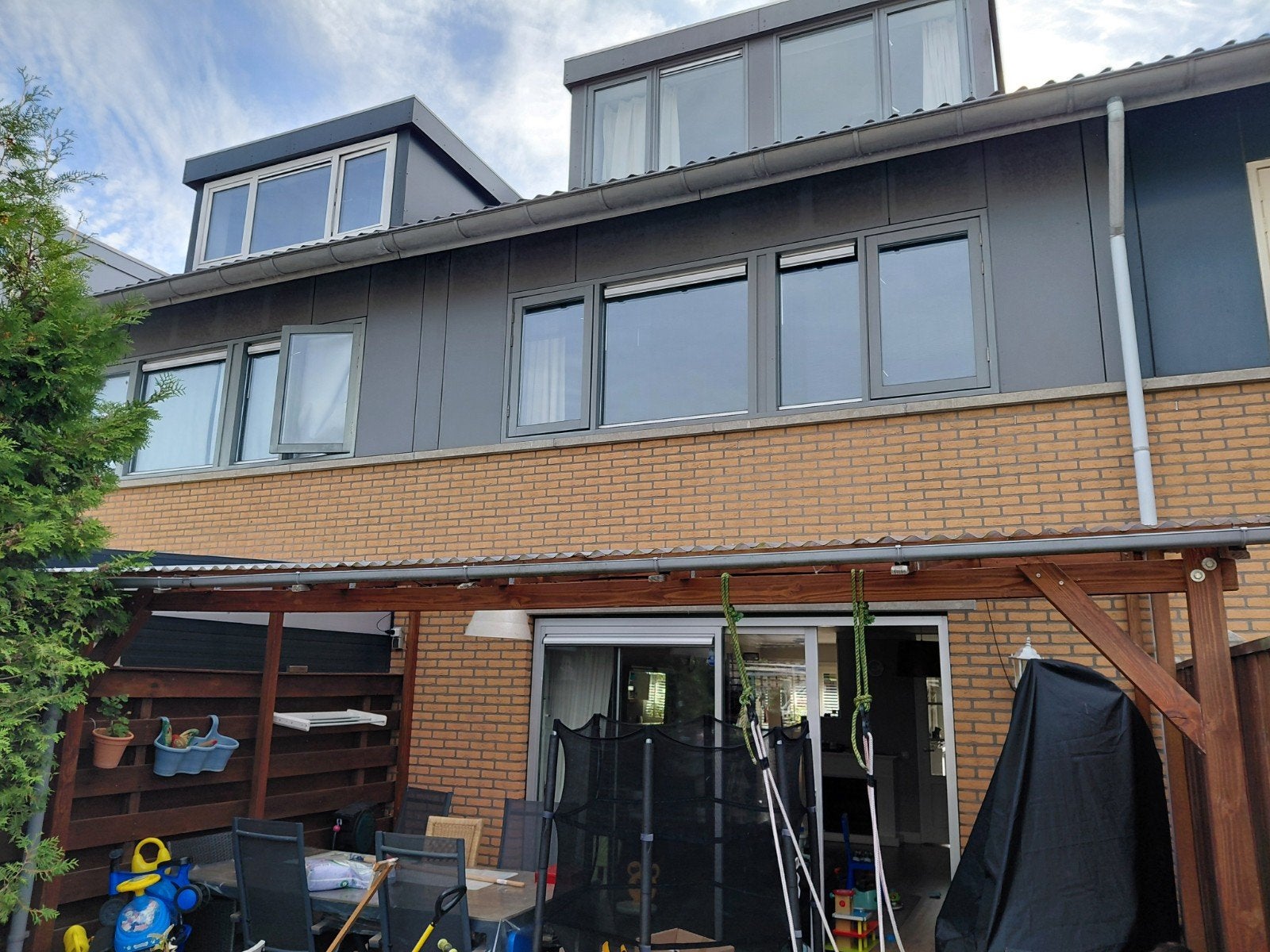 Houten veranda met golfplaten dak - 5 x 3 meter, Tuin en Terras, Ophalen, Veranda