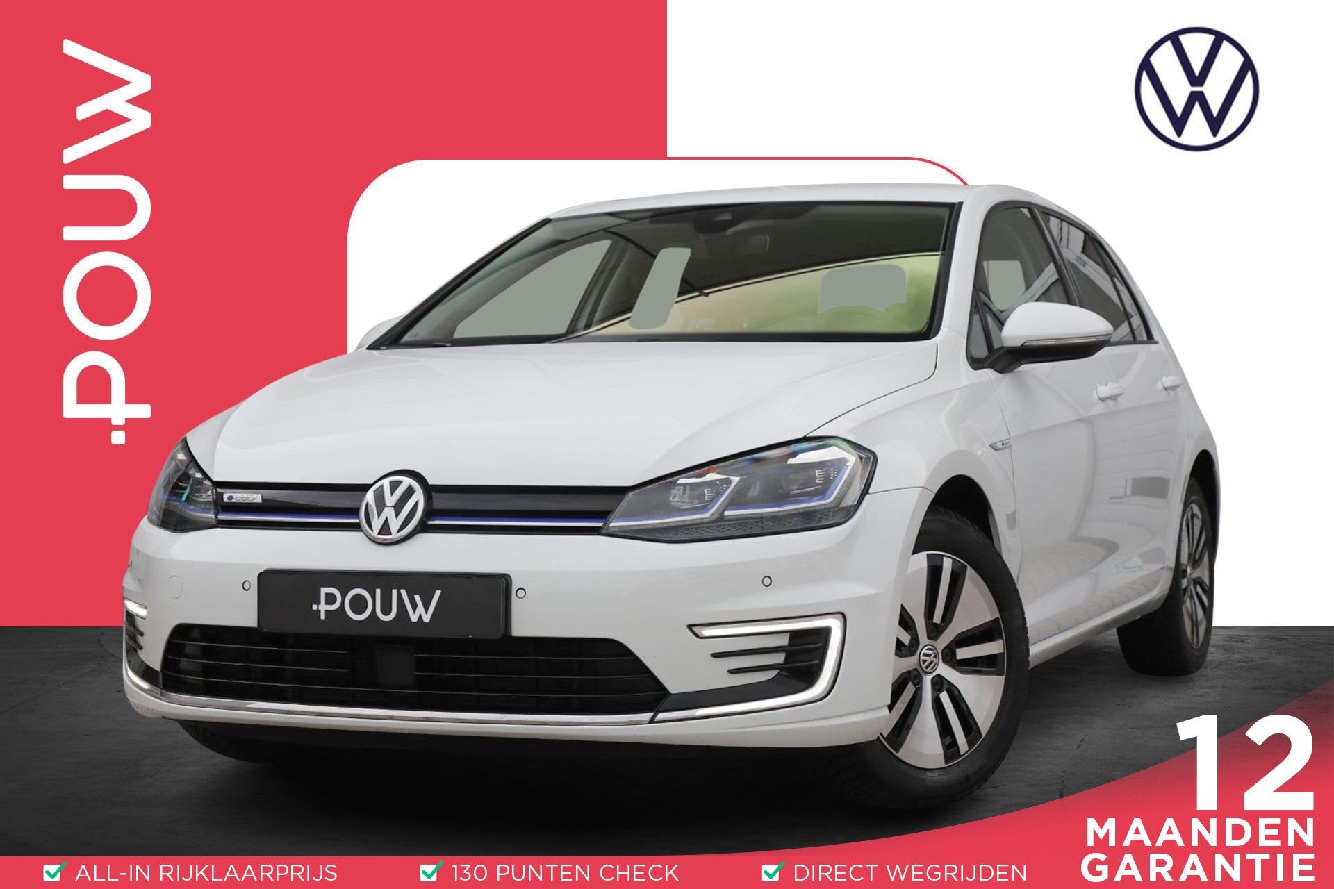 Volkswagen e-Golf 136pk | SoH 90% | Warmtepomp | Leer | Stoe, 12 maanden, 136 pk, Gebruikt, Zwart