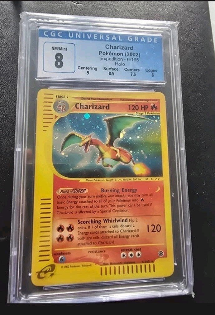 Charizard Expedition Holo CGC 8, Ophalen of Verzenden, Zo goed als nieuw, Losse kaart