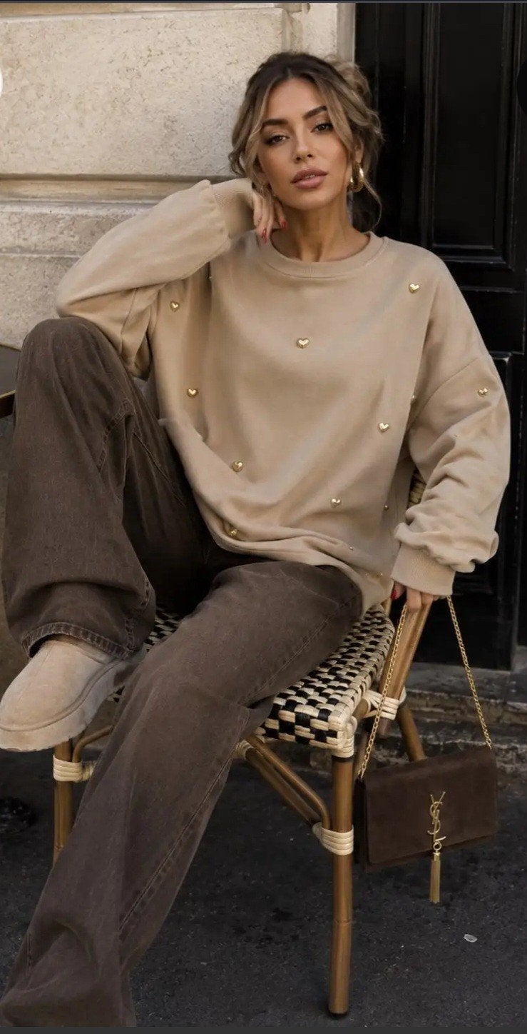 Sweater met hartjes - Emma & Ashley - 2 kleuren, Kleding | Dames, Meerkleurig, Hindersstraat, Ophalen of Verzenden, Info@pure86krista.nl