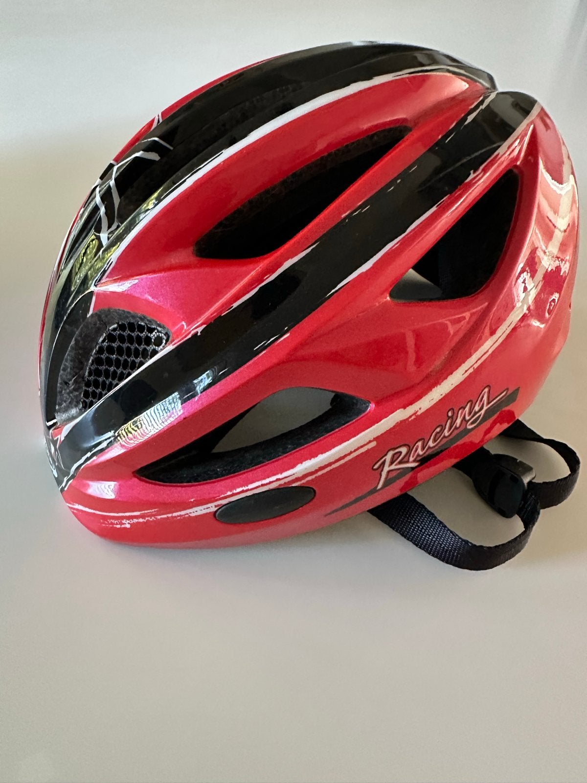 Rode fietshelm - Racing design, Ophalen, Gebruikt, Overige maten, Jongen of Meisje