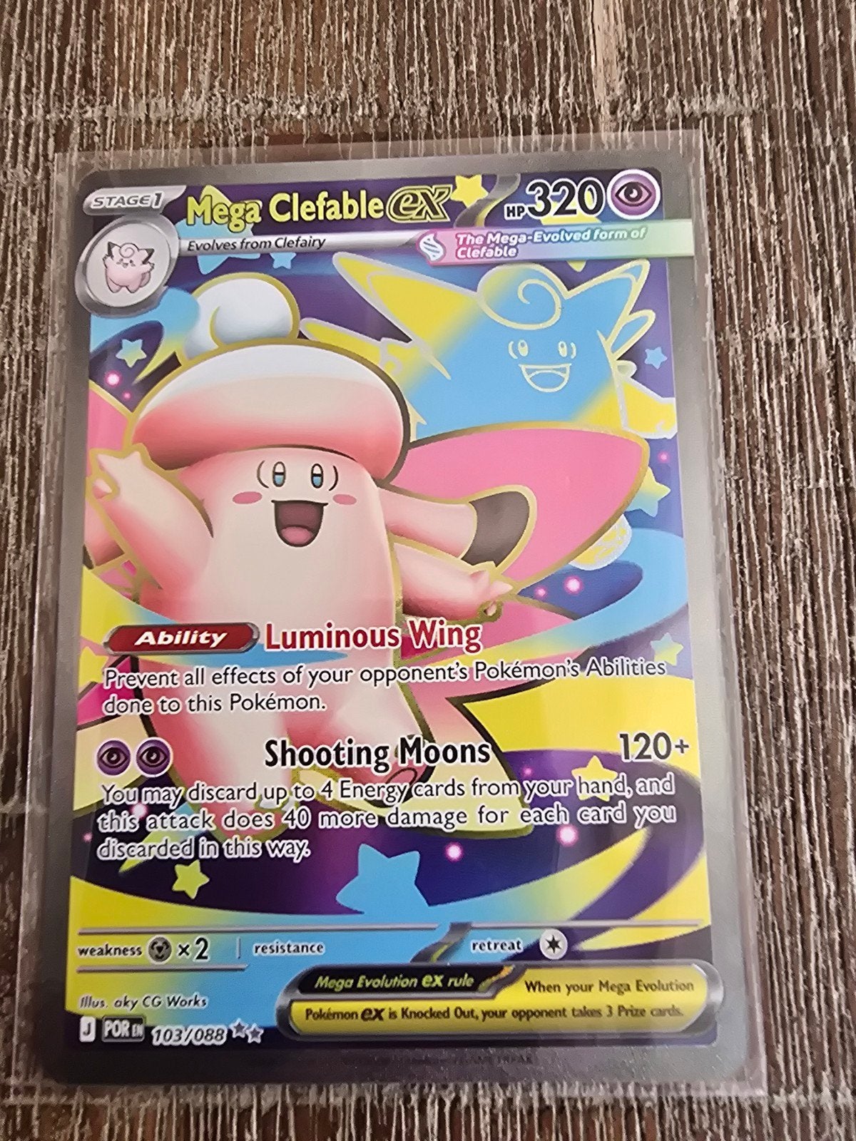 Mega Clefable EX 103/088 Pokemon Kaart, Ophalen of Verzenden, Zo goed als nieuw, Losse kaart