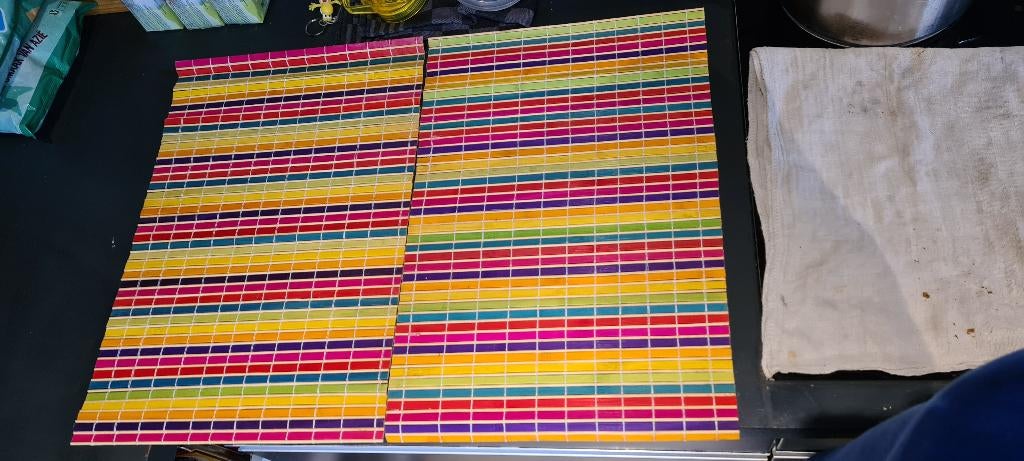 houten placemats oprolbare placemats ( bamboe ?), Ophalen, Zo goed als nieuw