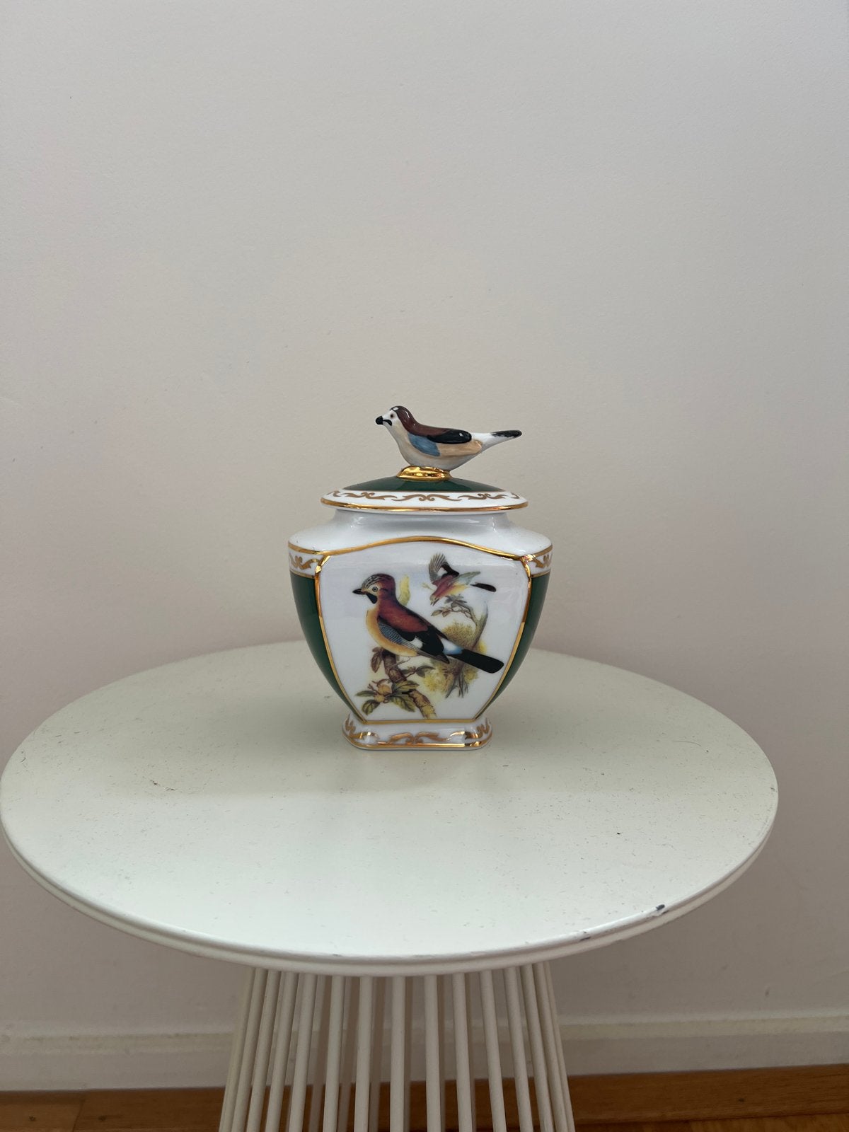 Vintage PMI Porzellan dekselpot / suikerpot met vogel, Antiek en Kunst, Ophalen of Verzenden