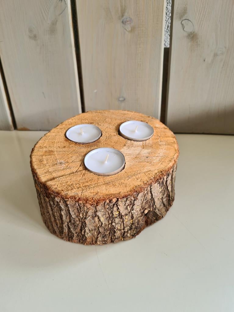 Waxinelichtje houder van boomstam schijf, Huis en Inrichting, Ophalen, Overige materialen, Minder dan 25 cm