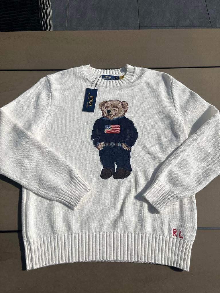 Nieuwe Polo Ralph Lauren Trui met Polo Bear - Maat M, Verzenden, Nieuw, Maat 48/50 (M), Wit