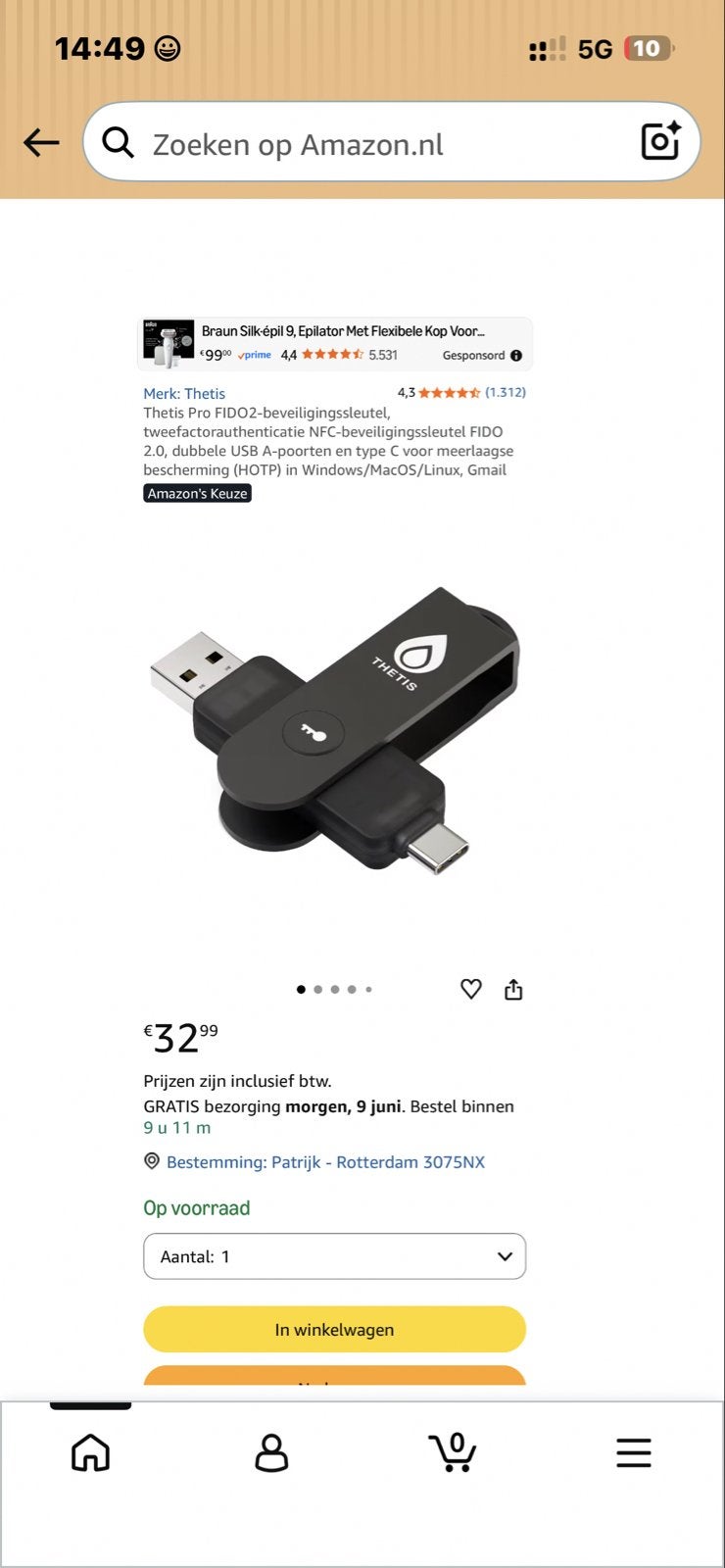 Thetis Pro FIDO2 Beveiligingssleutel USB-A/USB-C, Ophalen of Verzenden, Nieuw