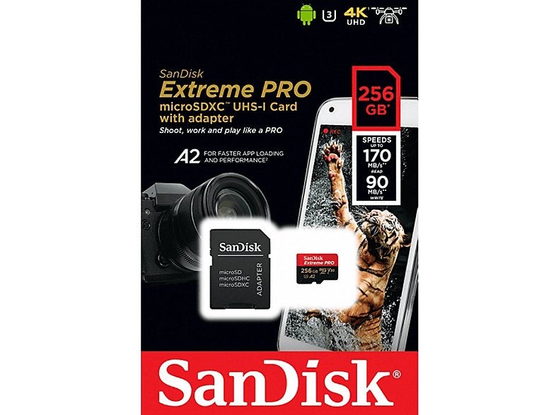 Sandisk Extreme Pro 256GB Nieuw, Nieuw, Ophalen of Verzenden, Fotocamera, MicroSD