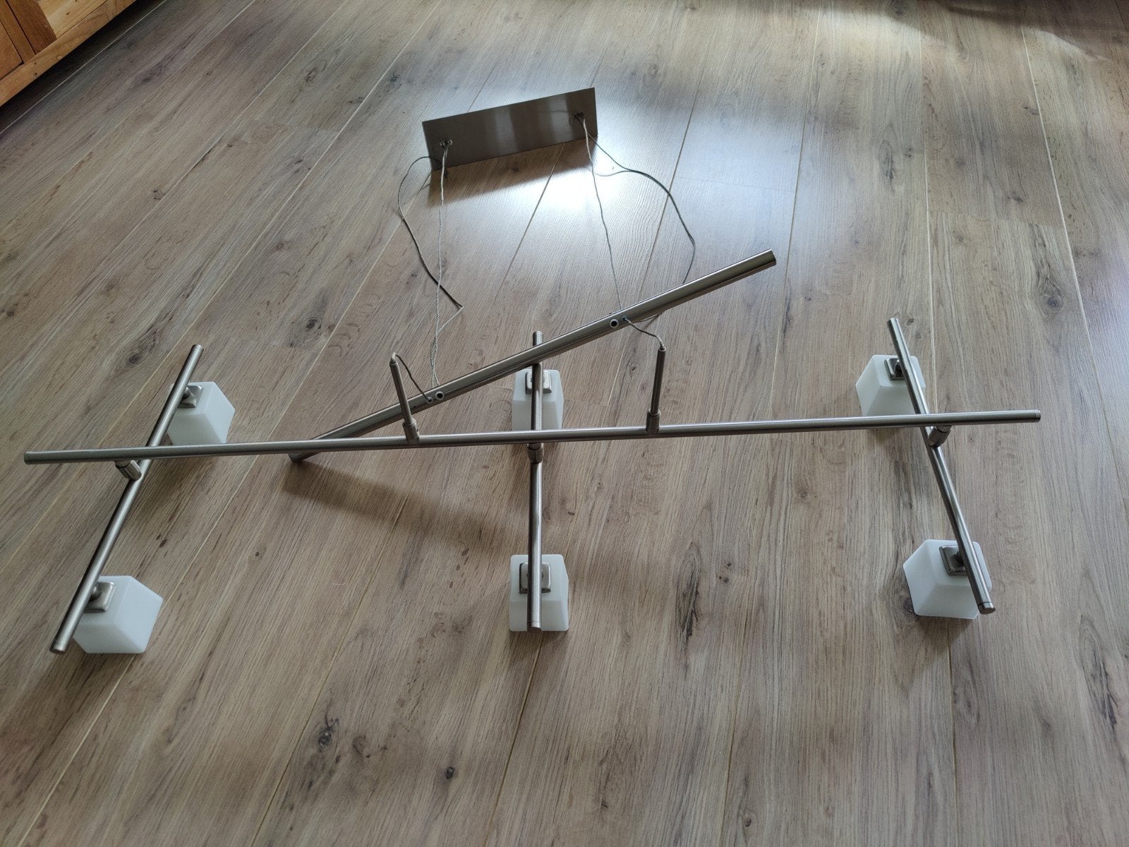 Qazqa Hanglamp met 6 spots RVS, Ophalen, Gebruikt, Metaal