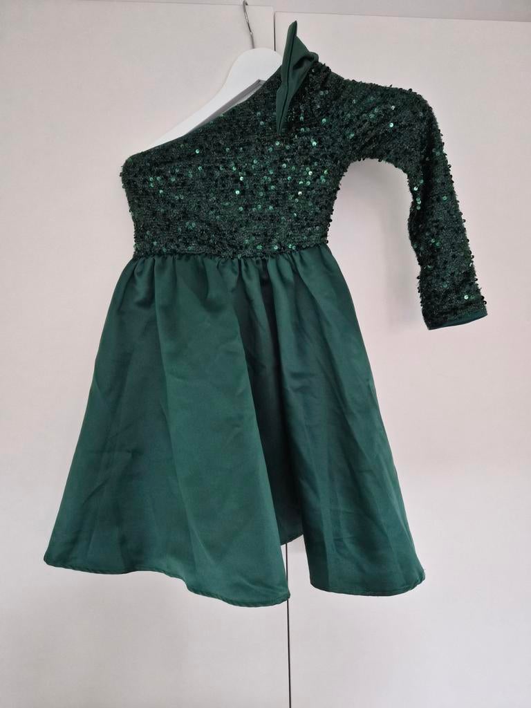 Shein Jurk Kind Maat 128 (8 jaar) Groen Pailletten, Kinderen en Baby's, Kinderkleding | Maat 128, Ophalen, Meisje, Shein, Zo goed als nieuw