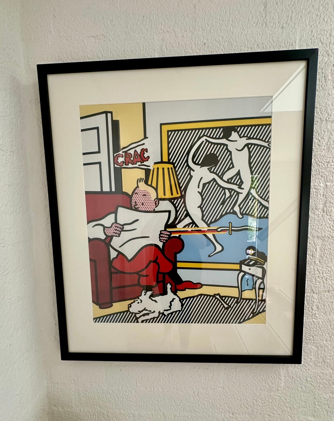 Modern ingelijste kunstprint Lichtenstein Kuifje 100x84cm, Ophalen