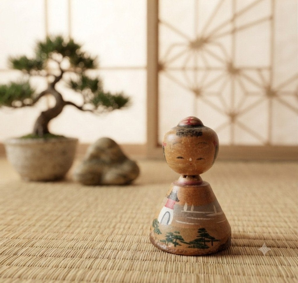 Vintage Kibori Kokeshi, Antiek en Kunst, Hout, Handgemaakt, Verzenden, Japan