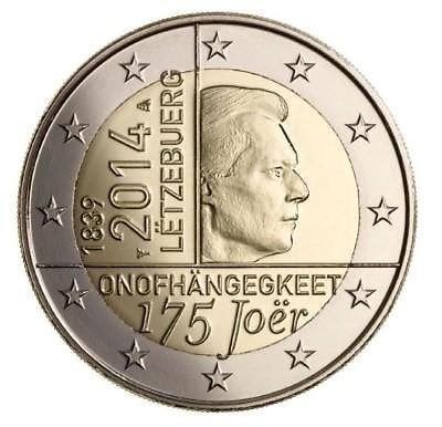 2 euro Luxemburg 2014 UNC - 175 jaar Onafhankelijkheid, Verzenden, Luxemburg, 2 euro, Losse munt