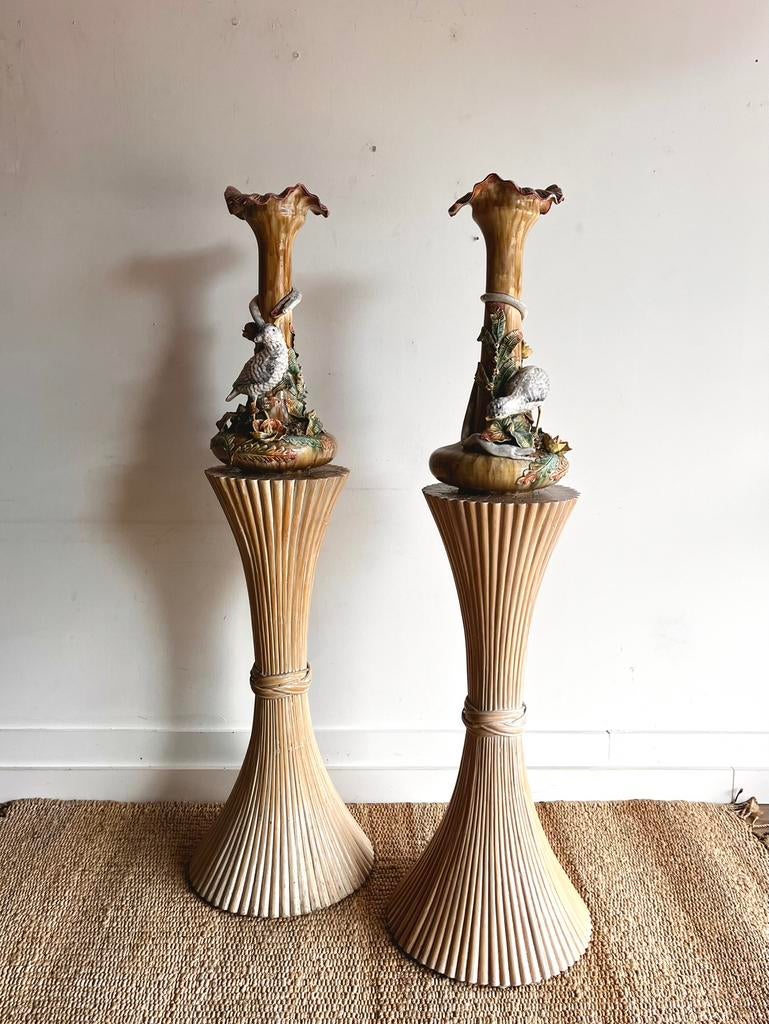 DIV Rotan bamboe diabolo zuil McGuire Mid Century Vintage, Ophalen, Zo goed als nieuw, McGuire vintage, X