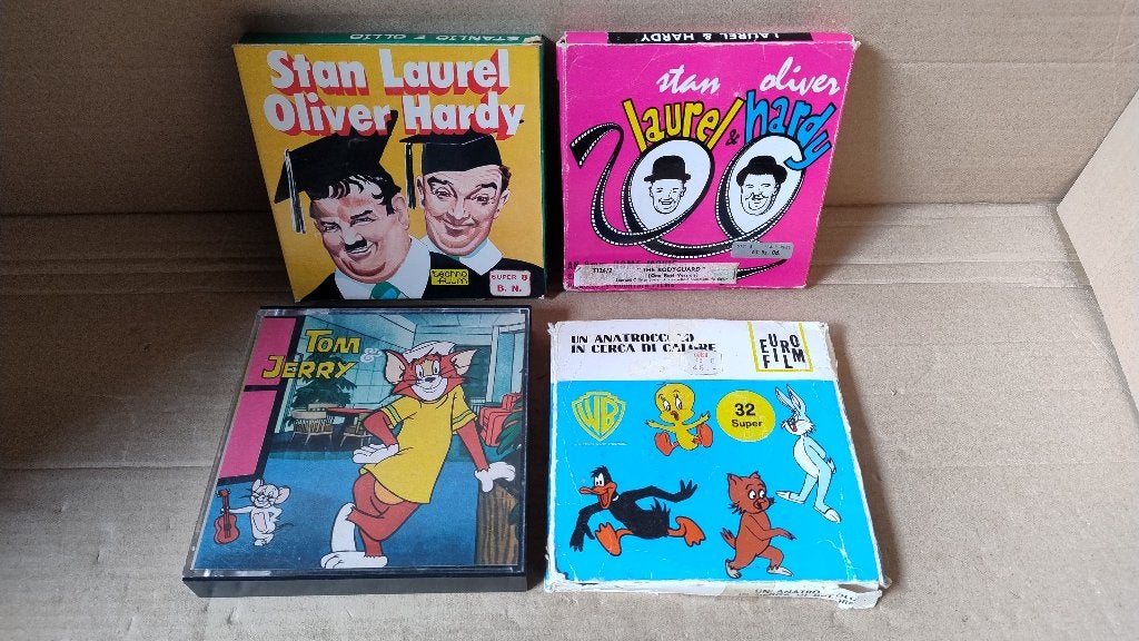 4x Super 8 films Laurel & Hardy, Tom & Jerry, Warner Bros, Ophalen of Verzenden, 8mm film