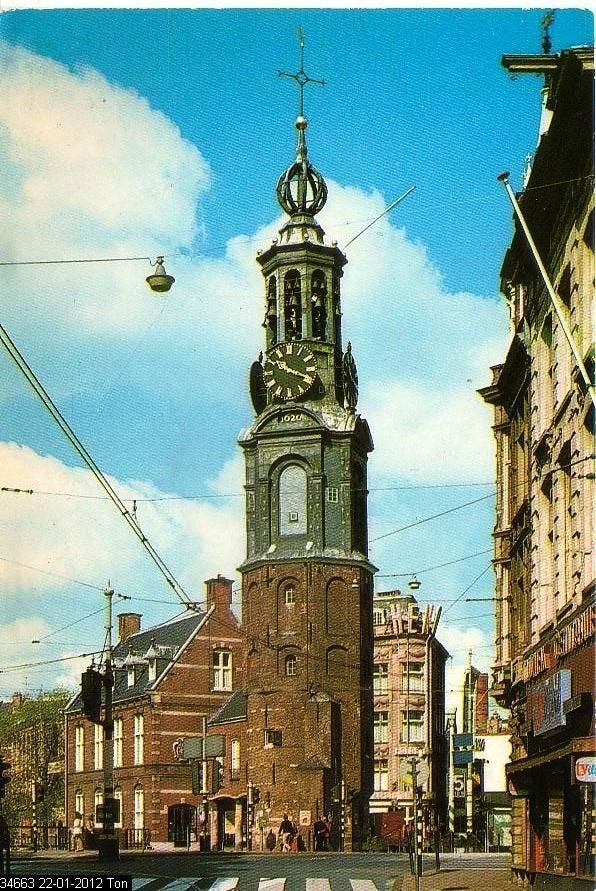 Ansichtkaart 	Amsterdam	Munttoren, Verzenden, 1980 tot heden, Gelopen, Noord-Holland