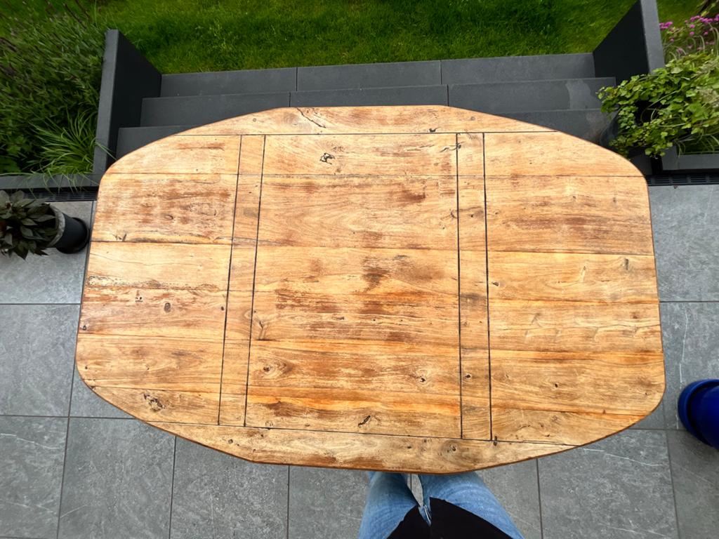 Robuuste houten eettafel, Huis en Inrichting, Tafels | Eettafels, Gebruikt, 100 tot 150 cm, 150 tot 200 cm, Vier personen, Overige vormen