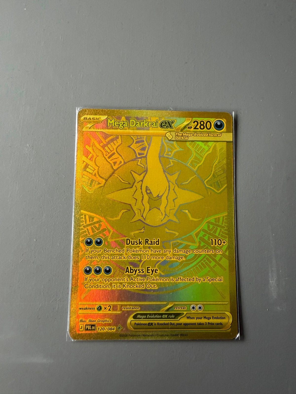 Gold Mega Darkrai EX - Hyper Rare Pokémon Kaart, Ophalen, Zo goed als nieuw, Losse kaart, Foil